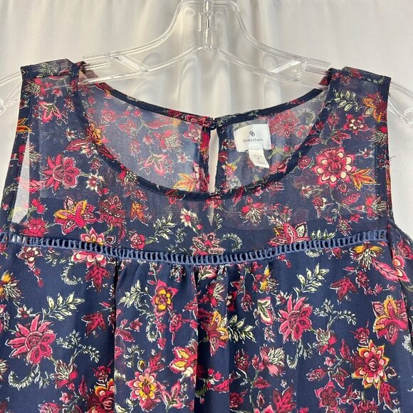Dressbarn Women’s Cold Shoulder Floral Peasant Top Navy/Multi Size Small Petite - Picture 3 of 8
